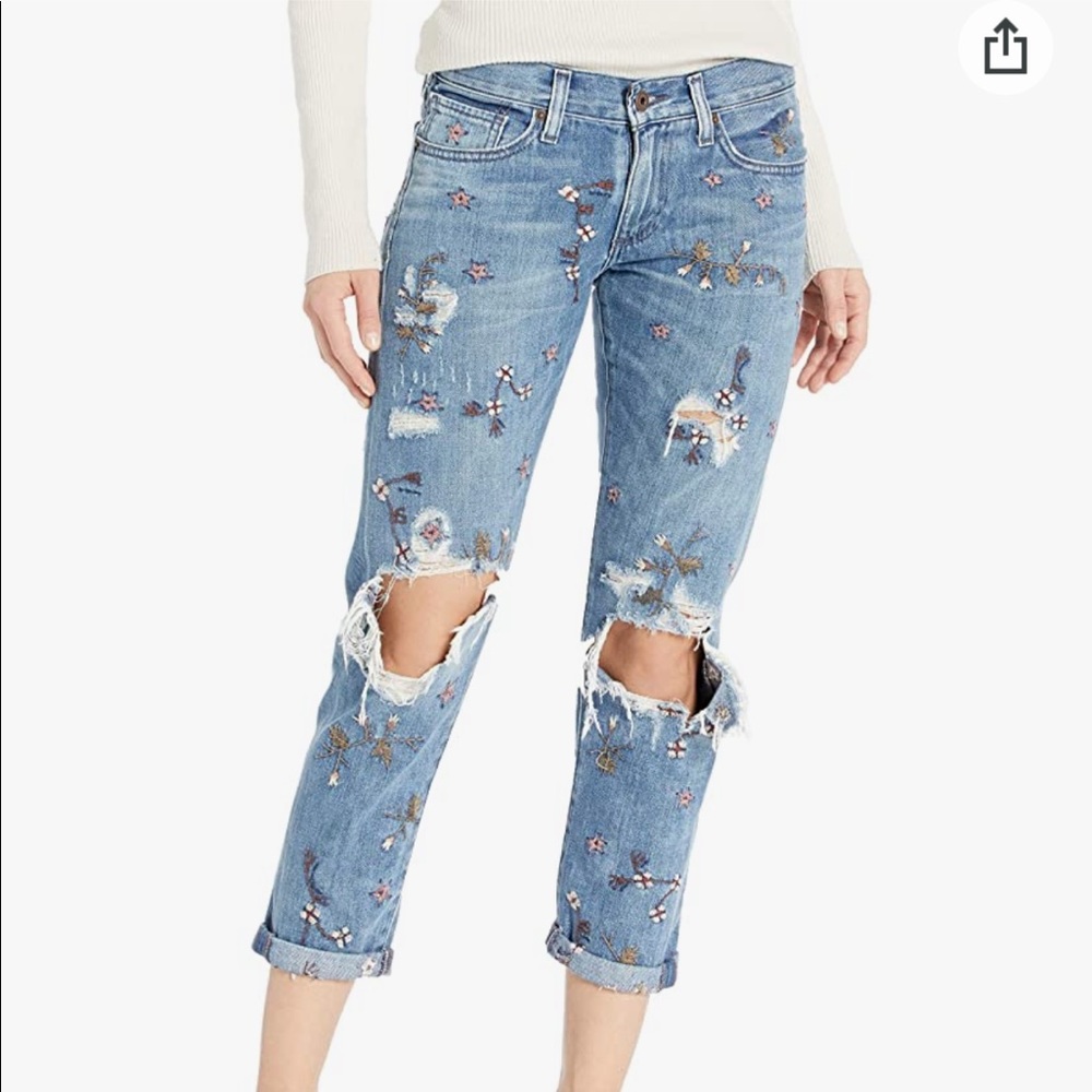 Lucky Brand sienna slim boyfriend embroidered jean size 6/28 NWOT